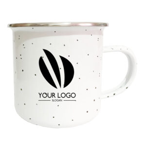 12oz White Camping Mug with Speckles