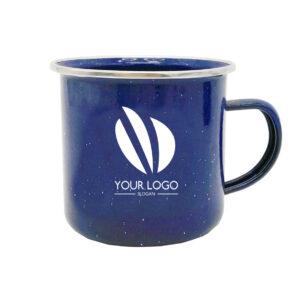 12oz Blue Camping Mug with Silver Rim