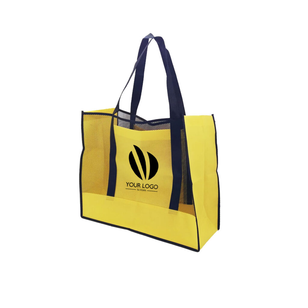 Large Non-Woven Mesh Beach Tote Bag with Side Pocket