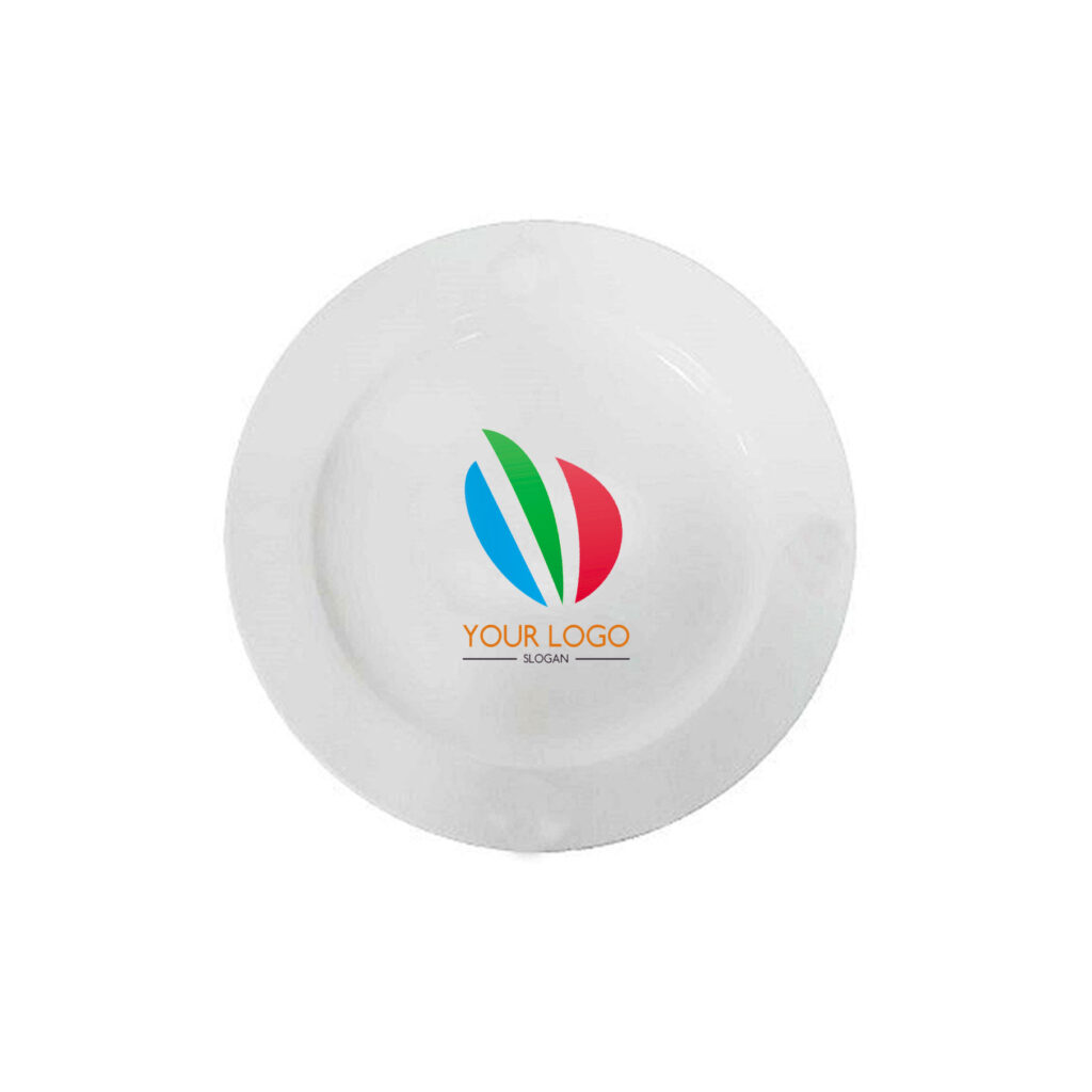 13.25in Ceramic Dinner Plate Large White Round Microwave