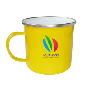 17oz Orange Enamel Mug with Silver Rim