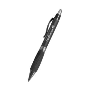 Retractable Plastic Ballpoint Pen with Soft Rubber Grip