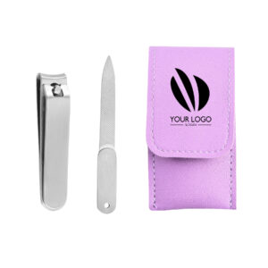 Nail Clipper and Nail File with Leather Pouch