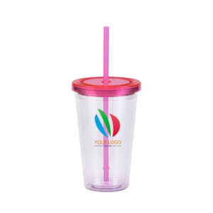 16oz Double Wall Tumbler with Straw and Lid